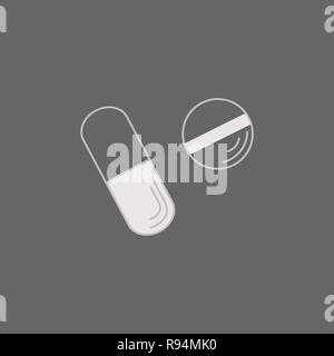 Pills icon flat. Illustration isolated vector sign symbol 10 eps Stock Vector