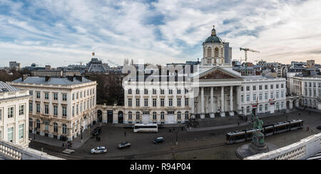 Panoramic view over the city of Brussels, old town, the Place Royale and the Coudenberg from the Music Instrument Museum Stock Photo