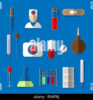 Medical Character Set. lat design style. Medical symbols 10 eps Stock Vector