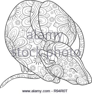 Download Coloring page with doodle style rat in zentangle inspired ...