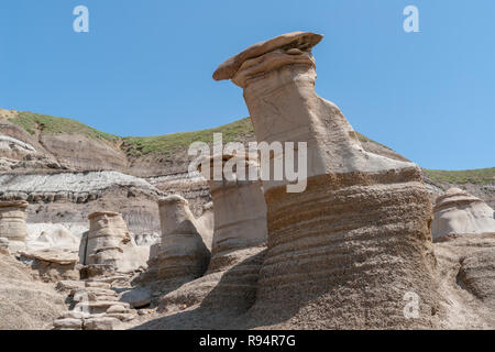 Hoodoos, a geologic formation in the badlands - Alberta, Canada Stock Photo