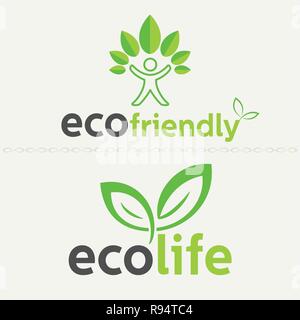 Vector set of abstract green logo design templates. All elements are on separate layers. Vector, illustration eps10 Stock Vector