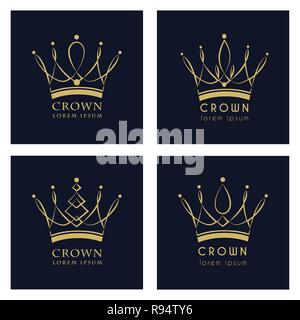 Vintage Crown Logo Royal King Queen abstract Logo design vector template. Vector, illustration, eps 10. Stock Vector