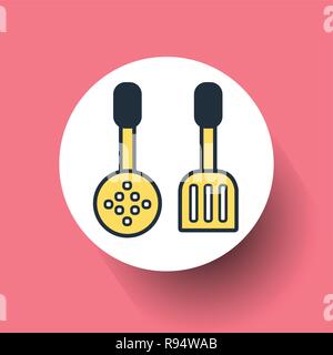 Perforated Spoon and Spatula Icon. Vector, illustration eps10 Stock Vector