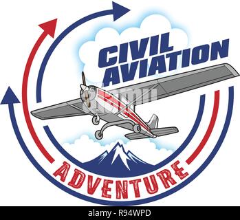 Civil Aviation icon, label design Stock Vector