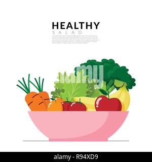 Healthy lifestyle concept. fresh vegetable in colorful blow isolated on white background with copy space. Vector illustration Stock Vector