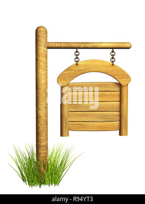 Wooden signboard. Object isolated over white Stock Photo