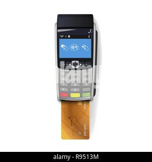 POS Terminal with Credit Card Stock Vector