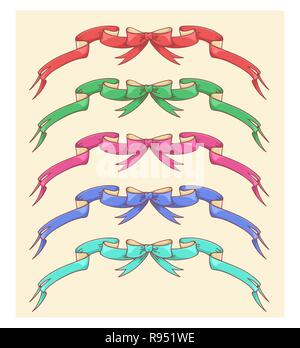 red and pink colors bow and ribbon vector illustration, no raster Stock ...