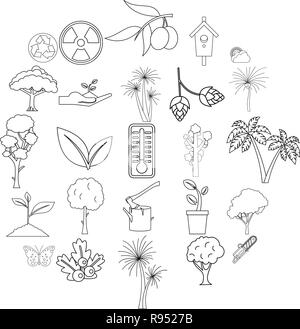 Grove icons set. Outline set of 25 grove vector icons for web isolated on white background Stock Vector
