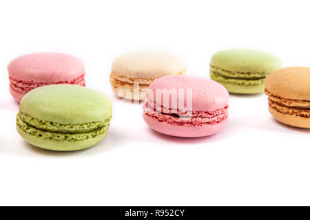 French macarons on white background Stock Photo