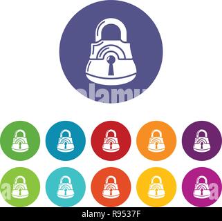 Lock gates icons set 9 color collection Stock Vector Image & Art - Alamy