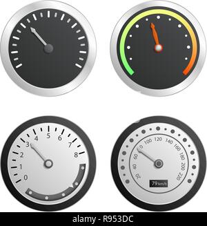 Speedometer icon set, realistic style Stock Vector