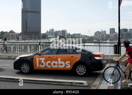 13 Cabs taxi on Victoria Bridge, Brisbane, Queensland, Australia Stock Photo