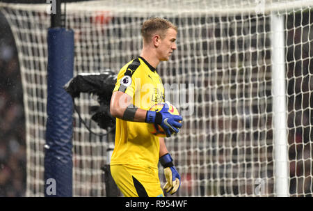 Joe Hart of Burnley takes his time with a goal kick during the Premier League match between Tottenham Hotspur and Burnley at Wembley Stadium ,London , 15 December 2018 Photo Simon Dack / Telephoto Images. Editorial use only. No merchandising. For Football images FA and Premier League restrictions apply inc. no internet/mobile usage without FAPL license - for details contact Football Dataco Stock Photo