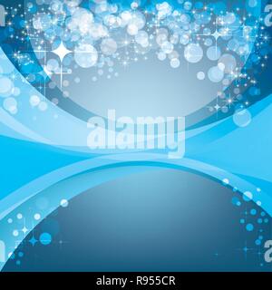Abstract blue background, holiday template with shining stars and copyspace Stock Vector