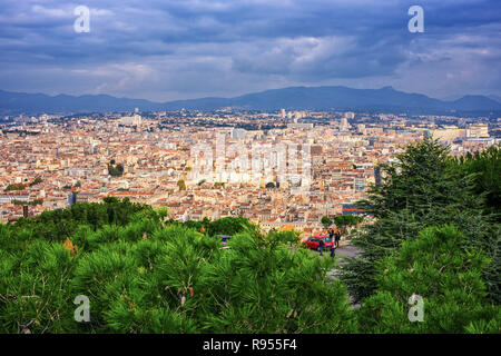 Aerial View at dawn on the Marseille City, France Stock Photo