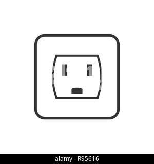 Vector illustration, flat design. Power electric socket icon. Vector Stock Vector