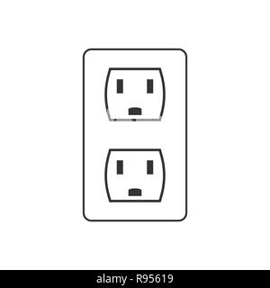 Vector illustration, flat design. Power electric socket icon. Vector Stock Vector