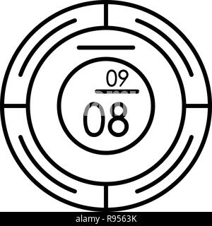 Round modern clock icon, outline style Stock Vector