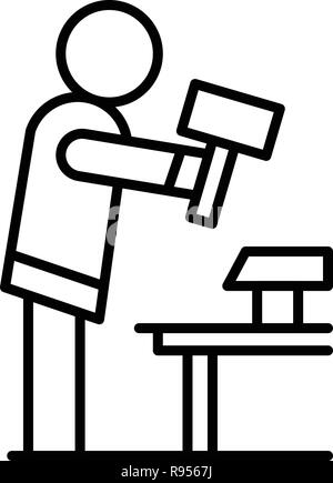 Anvil man work icon, outline style Stock Vector