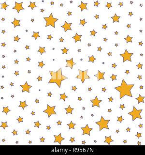 Simple pattern with yellow stars on a white background. Stock Vector