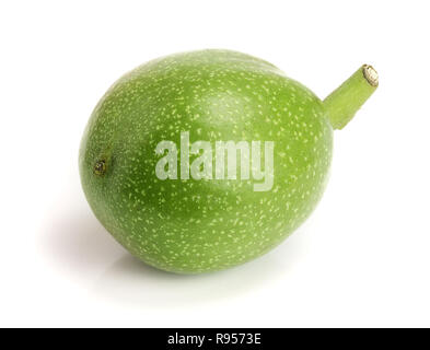 fresh walnut in peel isolated on white background Stock Photo