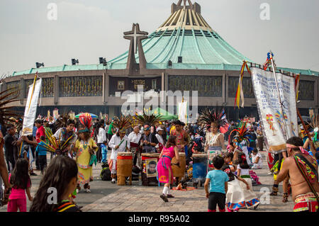 A traditional Mexican dance at the Basilica of Our Lady of Guadalupe in Mexico City, Mexico Stock Photo