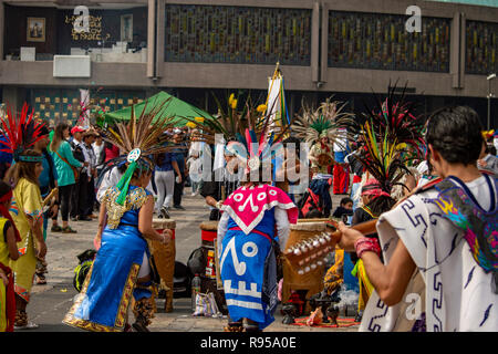 A traditional Mexican dance at the Basilica of Our Lady of Guadalupe in Mexico City, Mexico Stock Photo