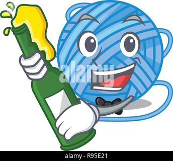 With beer concept yarn wool sew in cartoon Stock Vector