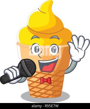 Singing banana ice cream in shape cartoon Stock Vector