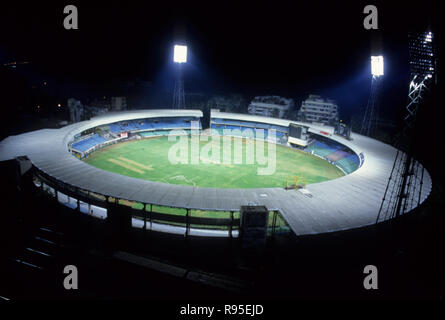 Wankhede Stadium lit by night , Bombay , Mumbai , Maharashtra , India Stock Photo