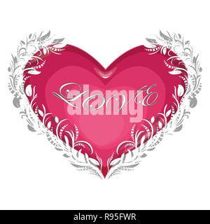 love Invitation card Valentine's day heart on white background with text love Vector illustration Stock Vector