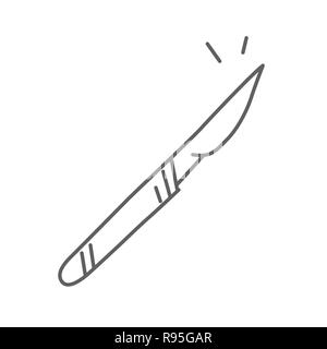 Scalpel knife vector doodle icon isolated on white, hand drawn sketchy style Stock Vector