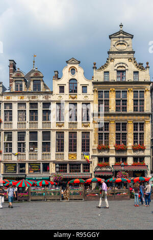 BRUSSELS - JUL 30, 2014: view of the famous Grand Place (Grote Markt) - the central square of Brussels. Grand Place was named by UNESCO as a World Her Stock Photo