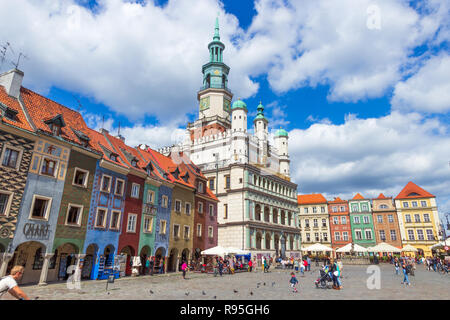 POZNAN, POLAND - AUG 20, 2014: Colorfull houses on the central square in Poznan, Poland. Stock Photo