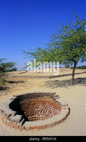 Well from Indus Valley Civilization - 2300 to 1700 BC., Lothal, Gujarat, India, Asia Stock Photo