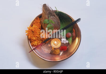 Indian Hindu Pooja Thali India Stock Photo