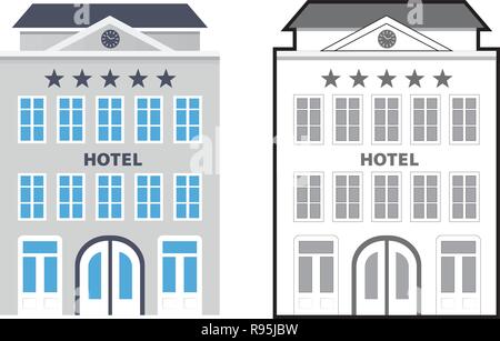 Flat style hotels as a star rating concept. Vector illustration Stock Vector