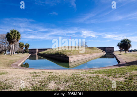 A moat around the Fort Pulaski National Monument near Savannah Georgia Stock Photo