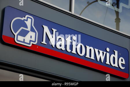 Nationwide logo above branch in Broad Street, Reading, UK Stock Photo