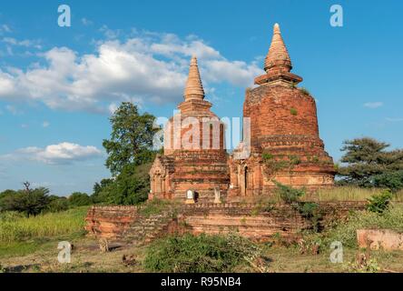 Small pagodas in Minnanthu, Min Nan Thu village near Lemyethna Temple Complex, Bagan, Myanmar, Burma Stock Photo