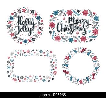 Set of Xmas greeting frames Stock Vector