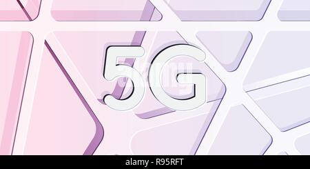 5g network technology data speed connection abstract background banner with layers of internet web concept. high key vector illustration Stock Vector
