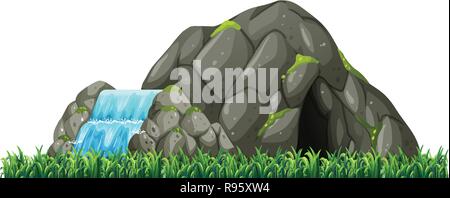 Isolated nature cave on white background illustration Stock Vector