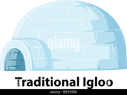 A traditional igloo on white background illustration Stock Vector