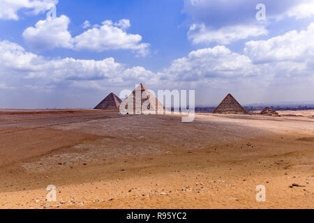 Pyramids on the Giza Plateau, Cairo, Egypt. Stock Photo