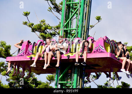 THRILL SEEKERS ON SHOW RIDE Stock Photo