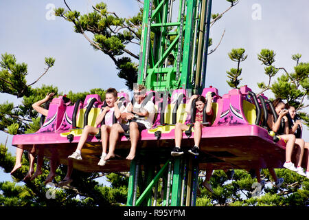 THRILL SEEKERS ON SHOW RIDE Stock Photo