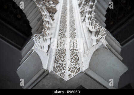 Architecture of the famous Alcazar of Seville Palace in Granada, Andulasia, Spain. The palace is a famous Islamic historical palace with spectacular a Stock Photo